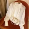 เสื้อเเขนยาวซีทรู แขนพองมีกระดุม - Image 3