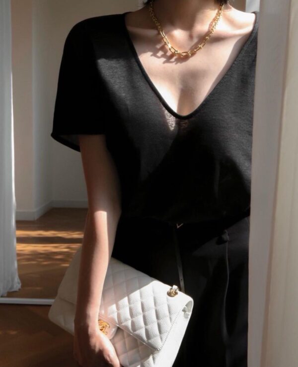 เสื้อยืดสีดำ ผ้าโปร่ง บาง Sexy - Image 2