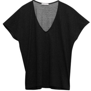 เสื้อยืดสีดำ ผ้าโปร่งบาง Sexy ทรงหลวม Free Size