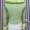 เสื้อแขนยาวไหมพรม(ร่อง)สีเขียว ถอดเฟอร์ได้ (คอ-ปลอกแขน) - Image 3