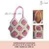 กระเป๋าถักเชือกฟอก ต่อดอกลายกุหลาบสีชมพู CODE :002