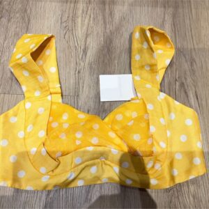 บราครอปสีเหลืองลายจุด ยืดสม๊อคหลัง มีตะขอ Size 36